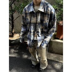 【有货】cleanfit扎染格子衬衫男设计感高级感衬衣C3002LL-特P50，男装衬衫，星座1007（原301D）