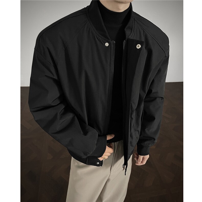 美式解构拼接立领棒球服棉服男款冬季夹棉加厚保暖飞行员夹克棉衣图片