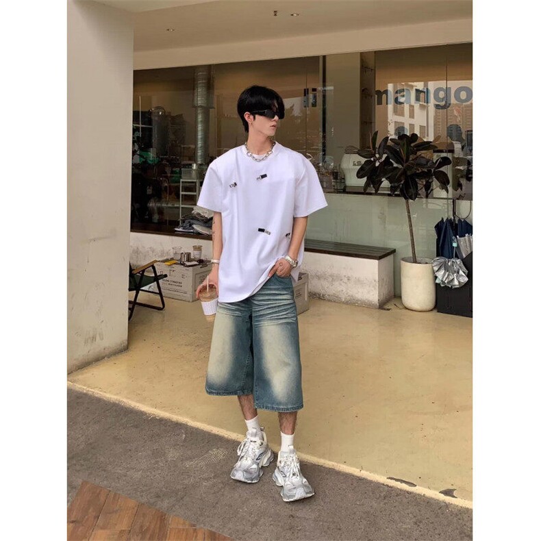 夏季新款男士蓝色牛仔短裤男宽松直筒五分裤子网络图,男装牛仔裤,星座410-7