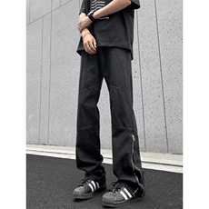 美式复古拉链牛仔裤男夏季新款直筒微喇裤高街vibe潮牌55222-p50，男装牛仔裤，星座1008