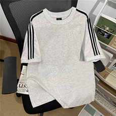 300克得物重磅100纯棉宽松撞色结构感短袖T恤男RH5014-特P35，男装T恤，星座610B-1