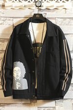 A003-HJ013-P40秋装新款人头印花翻领夹克男装外套凹凸墙，男装夹克，电商A003