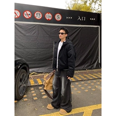 美式水洗做旧褶皱微喇裤男春秋季新款潮牌设计感百搭垂感运动裤潮，男装休闲裤，星座506A