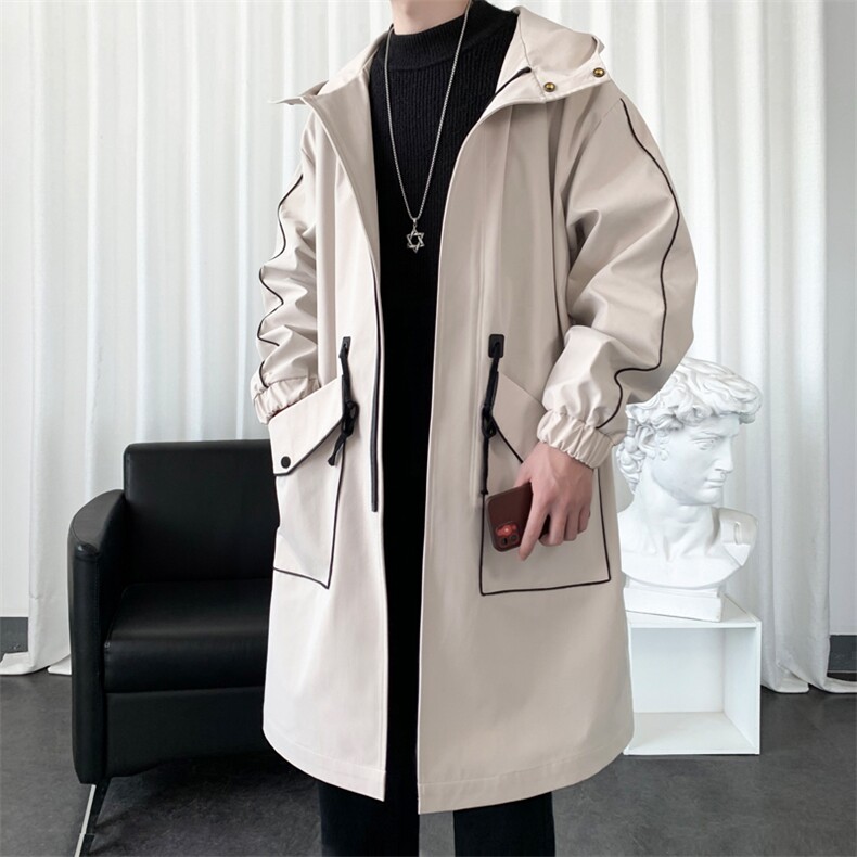 长年大货冲锋风衣男中长款大衣男F080薄P105加棉P120爆景D，男装风衣，星座401