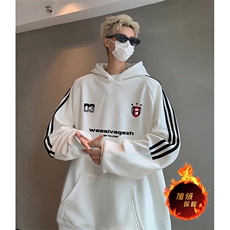 抖音得物供货提供视频秋冬重磅美式宽松织带连帽卫衣0401，男装卫衣，电商A486