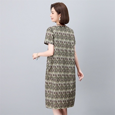 现货2025年夏季气质减龄印花文艺复古连衣裙，女装连衣裙，依恋蒂丝