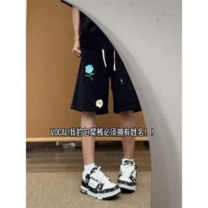 B221 美式ins高街刺绣小花休闲短裤五分裤 LK25544-特P25控58.8图片
