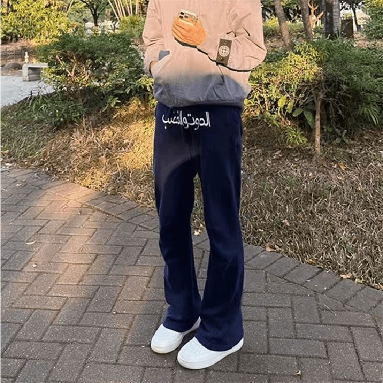 美式高街潮牌男女运动休闲裤直筒宽松慵懒显瘦印花休闲卫裤子,男装休闲裤,电商A486