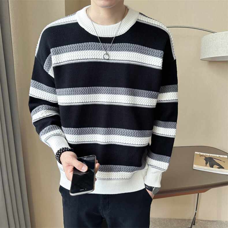 店主风~秋冬拼色条纹毛衣 M063/P68图片