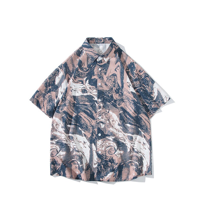 精品花衬衫男短袖夏季痞帅休闲上衣服外套翻领大码衬衣男A012TP25,男装衬衫,电商A012