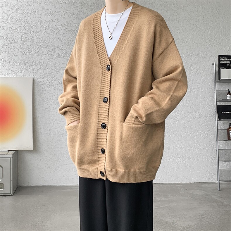 8XL-M大码V领开衫毛衣外套男日系复古宽松慵懒风针织衫KS002p55,男装针织衫/毛衣,电商B312