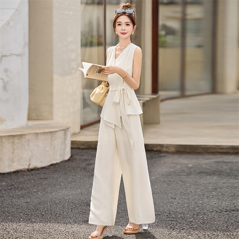 高级感减龄西装马甲阔腿裤两件套女2025夏季新款韩版时尚休闲套装,女装套装/套裙,朵莱米