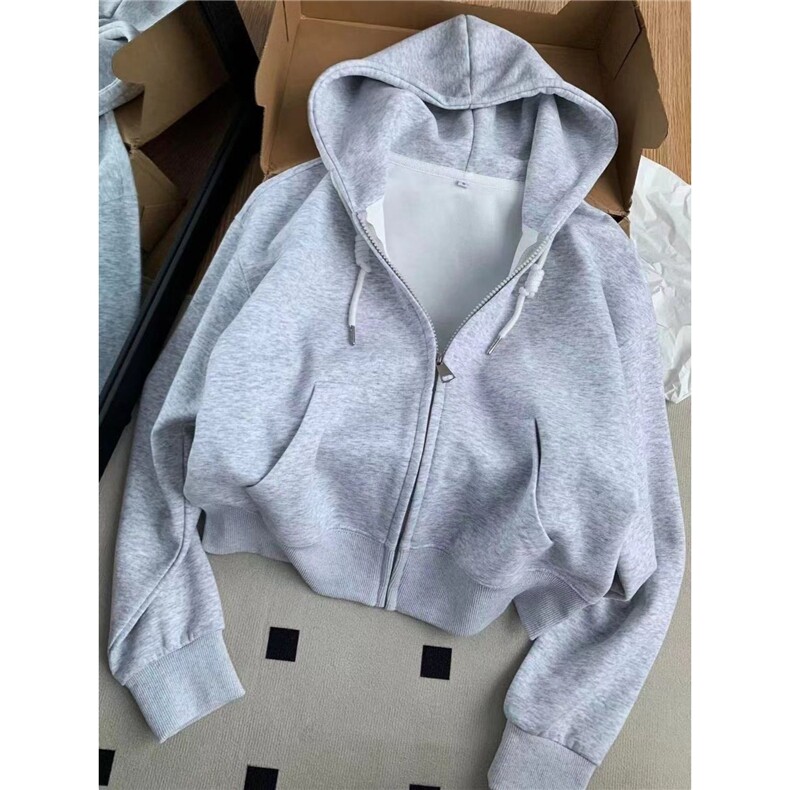 韩系小个子早秋短款连帽卫衣外套女甜美显白宽松百搭显瘦薄款上衣，女装短外套，星座1210-1