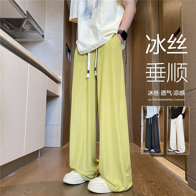 抖音品质夏季新款简约纯色透气休闲冰丝裤B315-K25554-特p30控58,男装休闲裤,电商B315