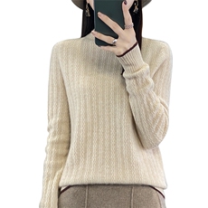 时尚半高领毛衣女2024秋冬新款纯色简约百搭羊毛针织衫，女装羊毛衫，暖圣羊羊绒