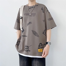 冰氧仿棉短袖港风白墙夏季休闲百搭趣味印花男上衣TC3156-P25控48，男装T恤，星座717