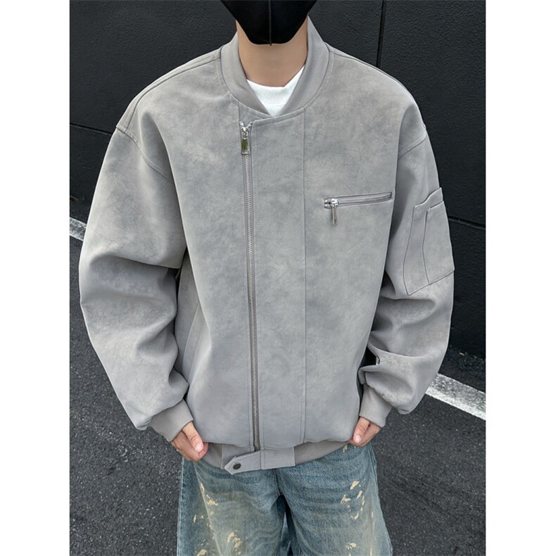 美式棒球服男秋高街痞帅扎染皮夹克设计感短款工装外套潮,男装夹克,星座410-6（原星座1304-1）