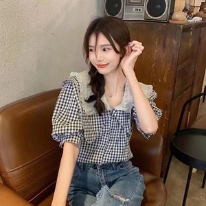 小格子小衫图片