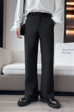 2025春秋季男士新款直筒西裤纯色开叉休闲长裤男C208-6698-P58，男装西裤，电商C208