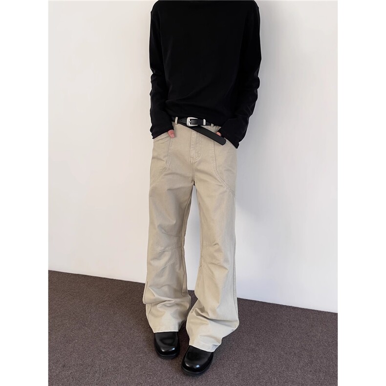 美式复古cleanfit弯刀工装裤潮阔腿宽松直筒百搭裤子LA1122-P53,男装工装外套,星座1008