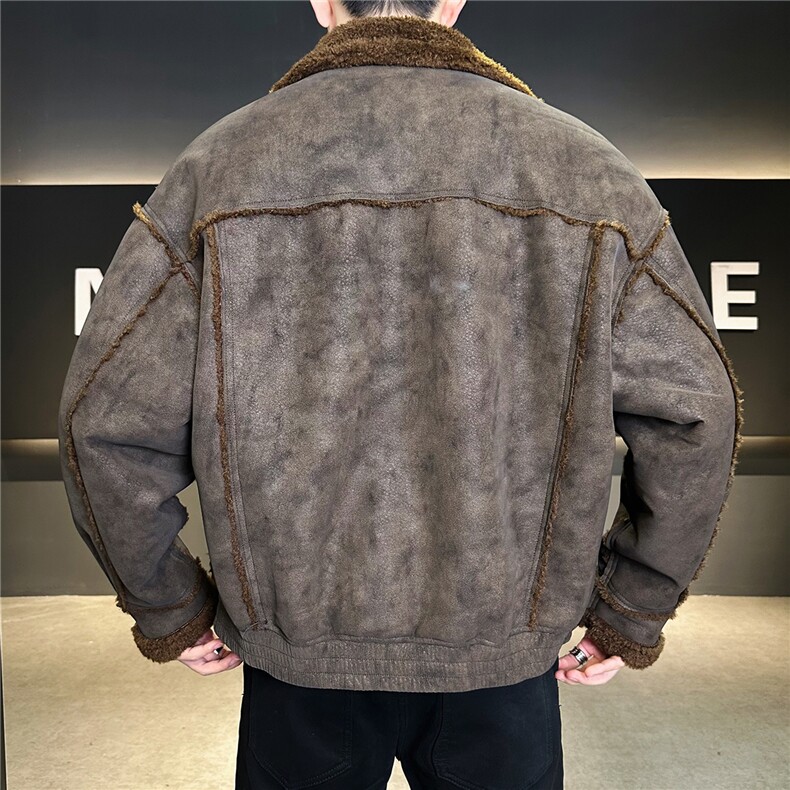 皮毛一体外套男冬季205新款加绒加厚棉服袄子皮夹克A313-987-P205,男装夹克,电商A313