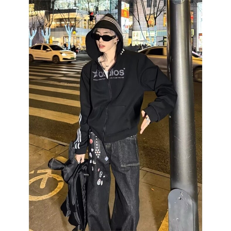 W167-P52慵懒潮流美式三杆卫衣新款ins时尚简约原宿日系流行,男装卫衣,电商B323A