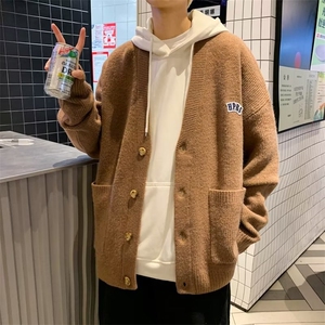 开衫针织毛衣外套男ins港风痞帅宽松百搭高街慵懒风上衣M535-P48图片