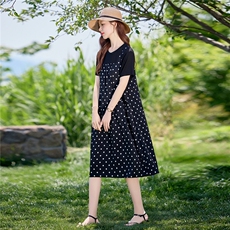 大码波点连衣裙女中长款2026年夏季新款韩版女装宽松休闲短袖裙子，女装连衣裙，倪叶myz