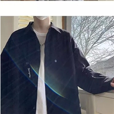新款气质常规ins青少年秋季灯芯绒衬衫男长袖款日系潮流学生标准，男装衬衫，星座506A