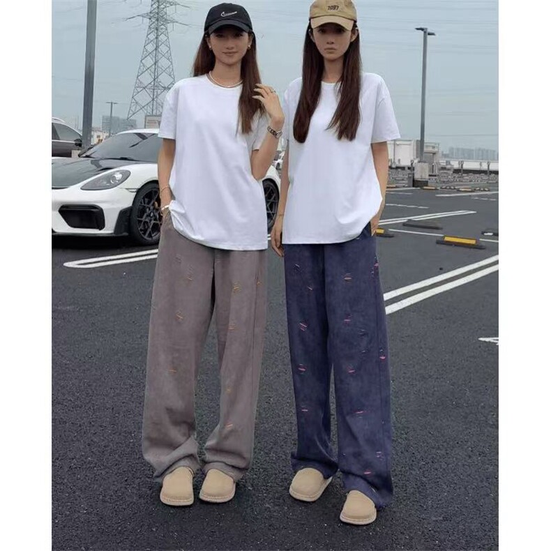 现货A2372-TP38秋冬款美式撞色休闲直筒重磅卫裤弯刀裤,男装休闲裤,星座515A