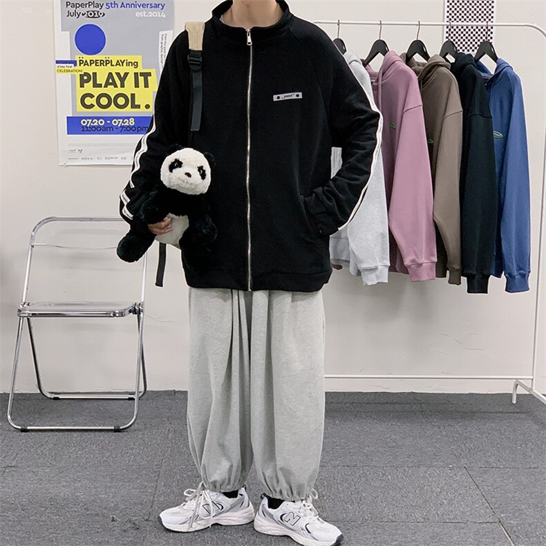 WY2022-P65秋装新款百搭男士开衫卫衣男宽松潮流大码外套图片