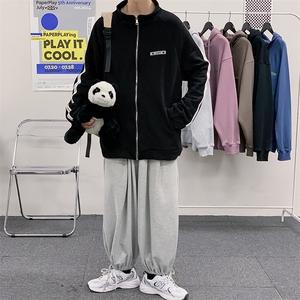 WY2022-P65秋装新款百搭男士开衫卫衣男宽松潮流大码外套,赴秋辞风衣搭配图片