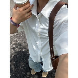 薄款冰丝短袖衬衫男简约纯色垂感休闲痞帅衬衣 CS288-P20图片