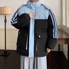港风潮牌新款织拼色连帽服潮流保暖棉衣M085-P110控159，男装棉衣，星座717