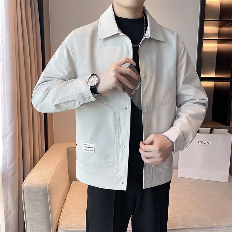 轻熟风~简约男生夹克上衣外套翻领纯色恰克JK8467-P90,男装夹克,星座1012-1