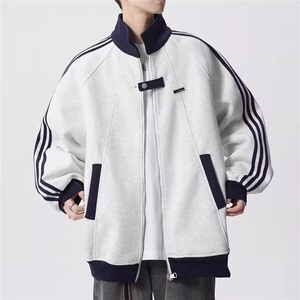1506-1/GJK220/P42美式拼接运动夹克男秋季加绒加厚卫衣图片