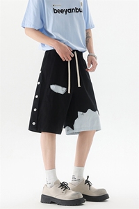 8XL-M 特大码短裤男夏季新款大码vibe破洞拼接高街短裤DK1518P50图片
