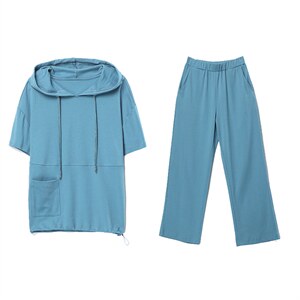 运动服休闲套装新款中年妈妈减龄棉短袖卫衣两件套，图片