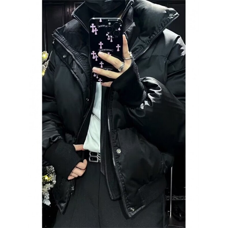 秋冬男士立领棉服修身短款假两件外套夹棉设计感纯色棉衣MC440,男装棉衣,星座1116A（原606A-3）