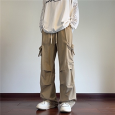 抖音品质秋季新款潮流双褶宽松休闲工装裤B315-K24237-特p40控78，男装工装外套，电商B315