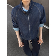 得物品质秋款男立领牛仔夹克衫明线宽松外套JAK097P85，男装夹克，星座1013-1