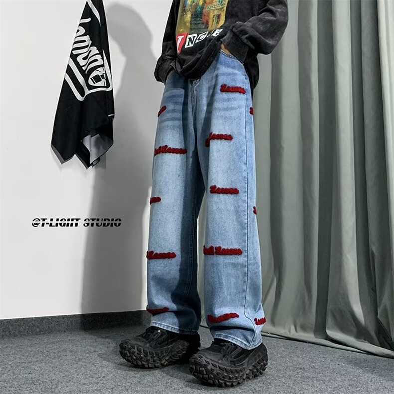美式牛仔裤男春秋新款休闲直筒裤N1313P43图片