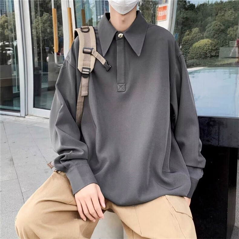 2025春季长袖polo衫男翻领痞帅设计感小众衬衣T恤现货W8536-P35,男装T恤,星座512-4