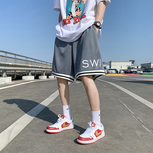 ！2023夏季新款字母印花简约男士短裤冰丝运动五分裤DK507P25，男装休闲裤，电商B220