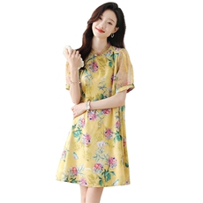 夏季新款2023夏季时尚印花连衣裙气质显瘦简约大方减龄连衣裙女，女装连衣裙，然然