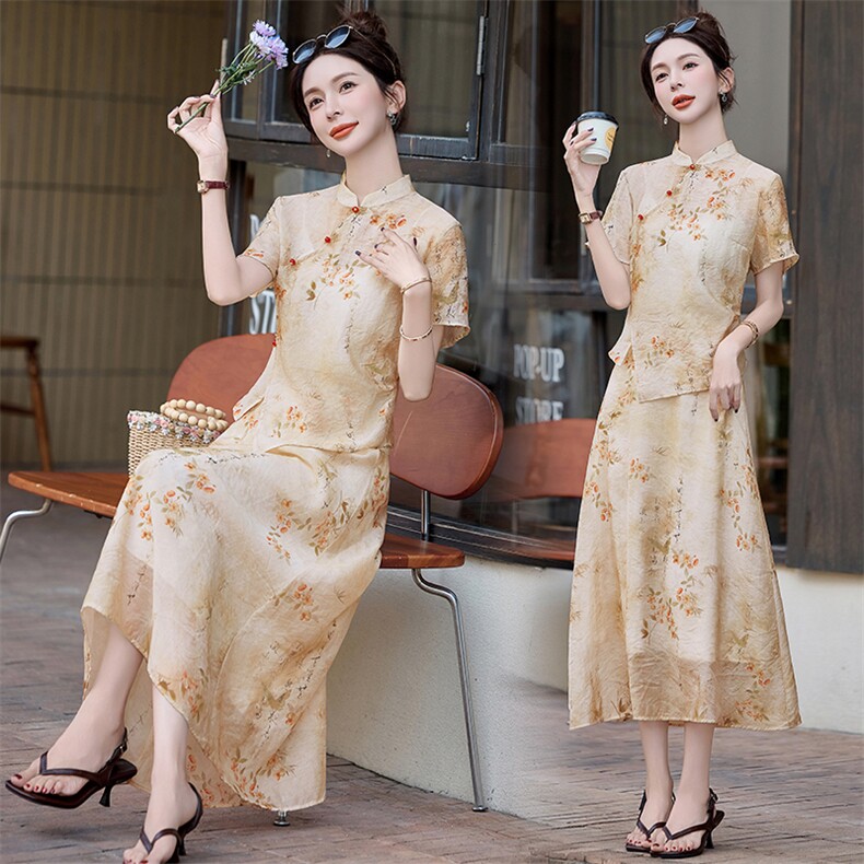 2025新款新中式印花套装女,女装套装/套裙,曼娅璐