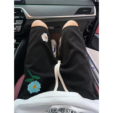 小花刺绣短裤男生夏季薄款美式篮球运动中裤潮牌宽松直筒五分裤子，男装休闲裤，电商A007