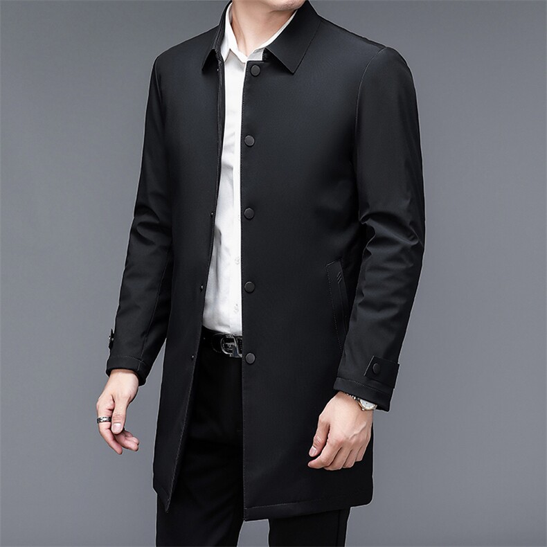 DZ62299钱塘2020-3秋冬季新款时尚休闲简约长款中年男士风衣P200,男装风衣,钱塘207-3