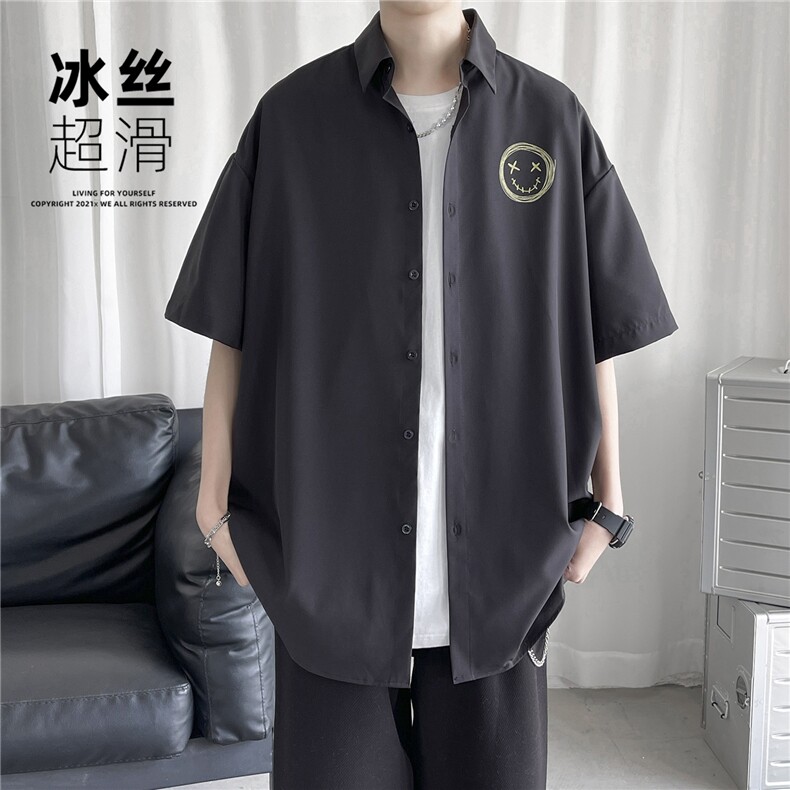 QT66冰丝超滑夏天凉爽衬衣男装夏季半袖衬衫短袖2024新款,男装衬衫,电商C306-1