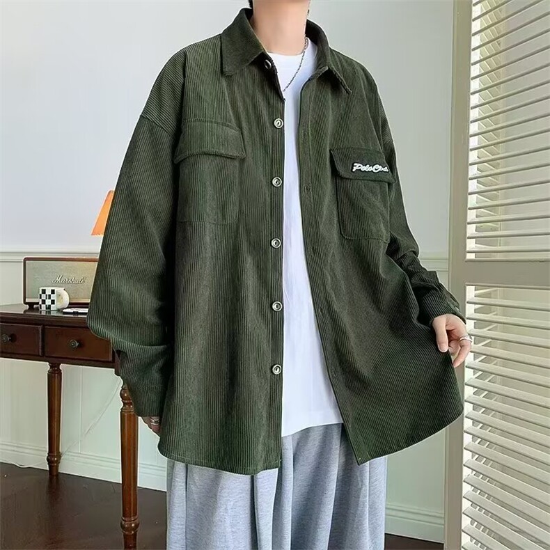 新款日系百搭ins潮流原宿流行文艺简约灯芯绒衬衫气质时尚慵懒,男装衬衫,星座506A
